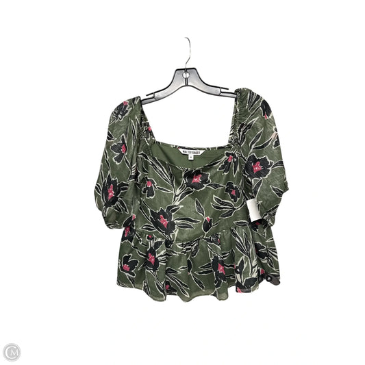 Top Short Sleeve By Walter Baker In Green & Pink, Size: M