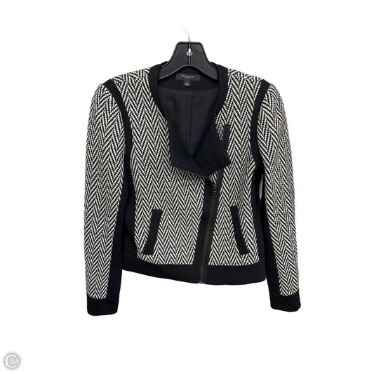 Jacket Moto By Ann Taylor In Black & Grey, Size: 2