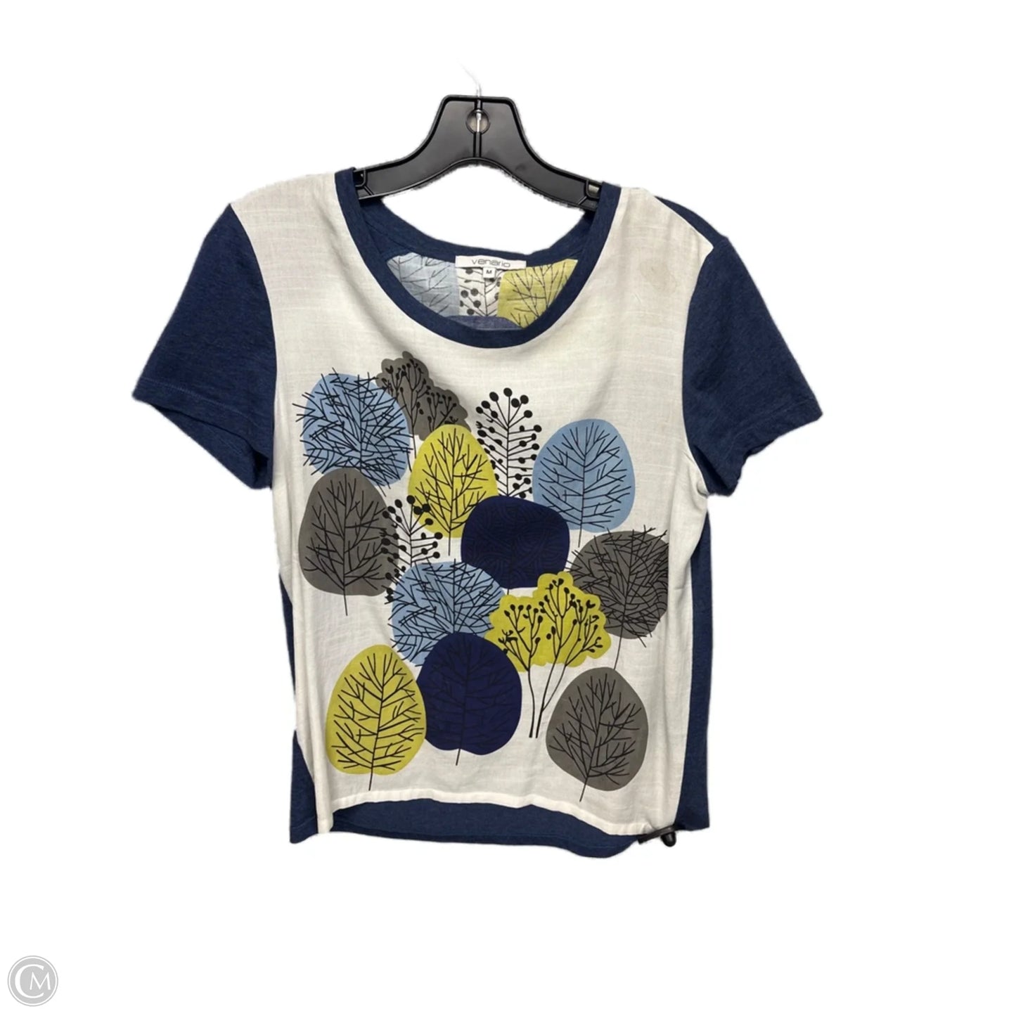 Top Short Sleeve By Clothes Mentor In Blue & White, Size: M