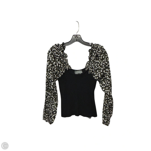 Top Long Sleeve By Anthropologie In Black & White, Size: M