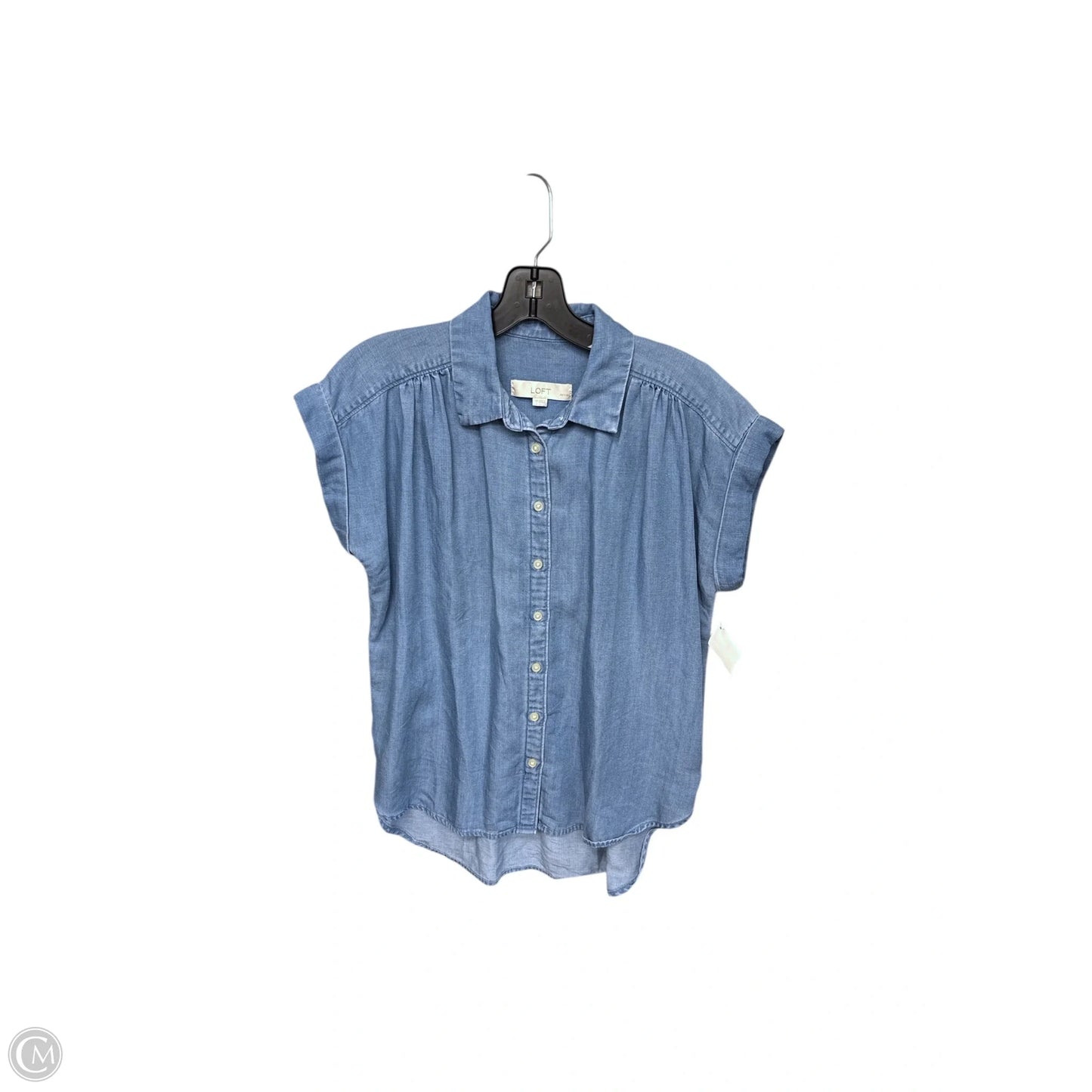 Top Short Sleeve By Loft In Blue Denim, Size: Sp