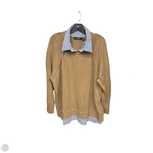 Sweater By Lauren By Ralph Lauren In Blue & Brown, Size: 3x