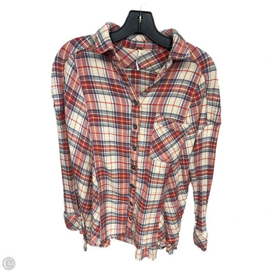 Top Long Sleeve By Free People In Plaid Pattern, Size: S
