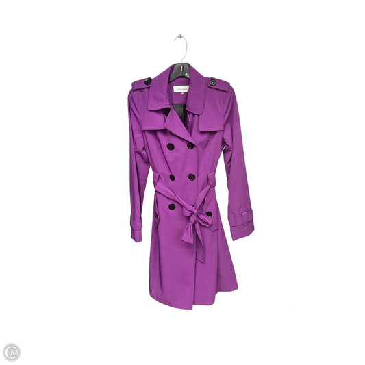 Coat Trench Coat By Calvin Klein In Purple, Size: S