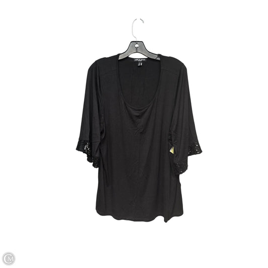 Top  3/4 Sleeve By Cable And Gauge In Black, Size: 2x
