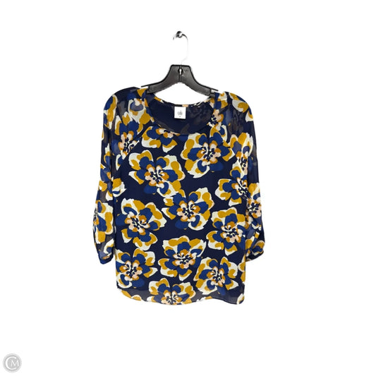 Top Long Sleeve By Cabi In Blue & Yellow, Size: M