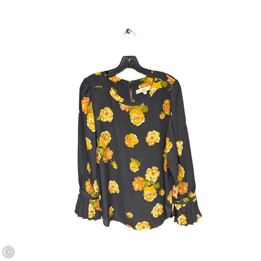 Top Long Sleeve By Loft In Grey & Yellow, Size: L