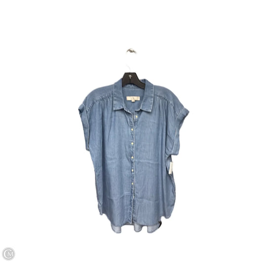 Top Short Sleeve By Loft In Blue Denim, Size: L