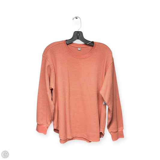 Top Long Sleeve By Uniqlo In Orange, Size: L
