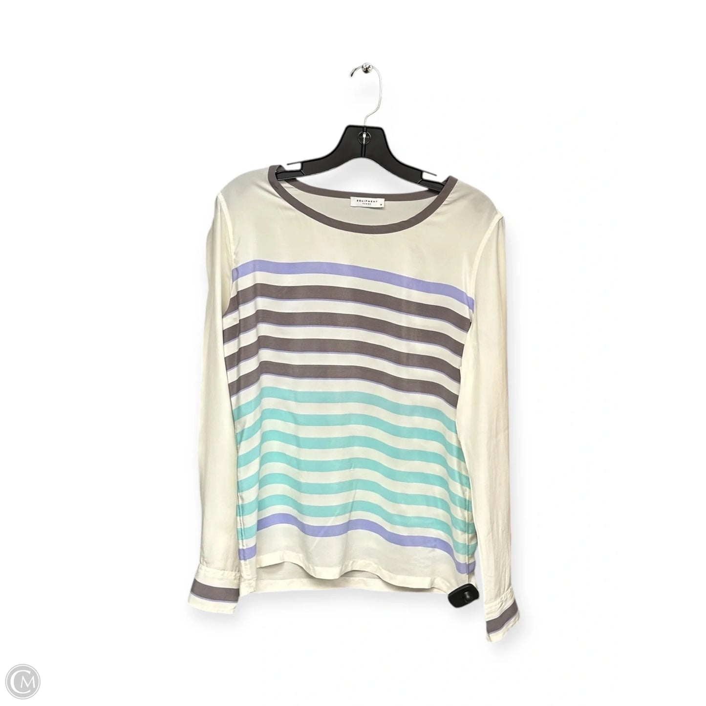 Top Long Sleeve By Equipment In Striped Pattern, Size: M