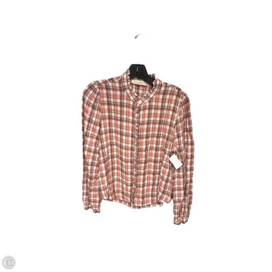 Top Long Sleeve By Loft In Plaid Pattern, Size: Mp