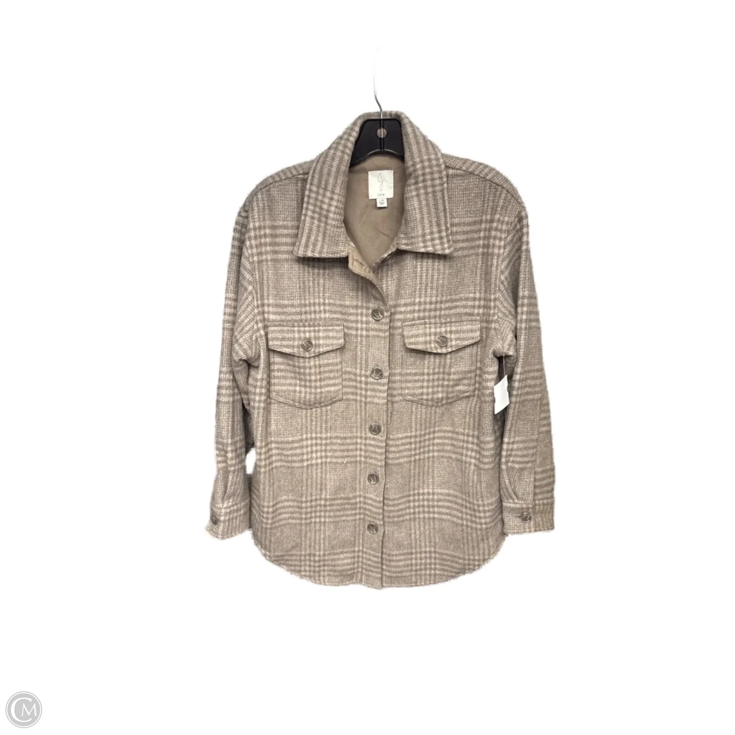 Jacket Shirt By Joie In Plaid Pattern, Size: L