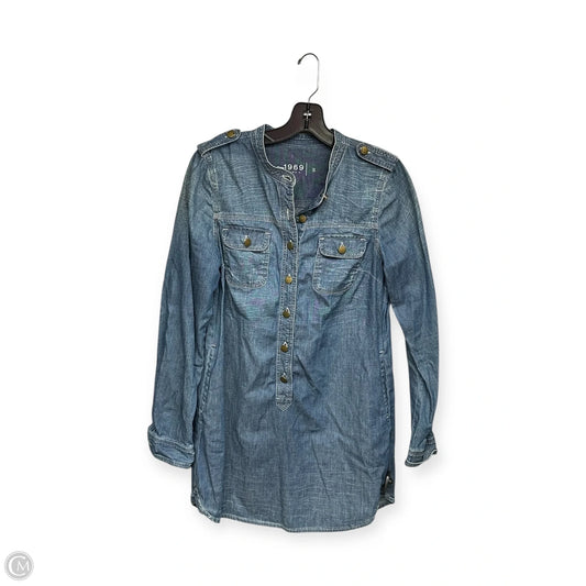 Tunic Long Sleeve By Gap In Blue Denim, Size: S