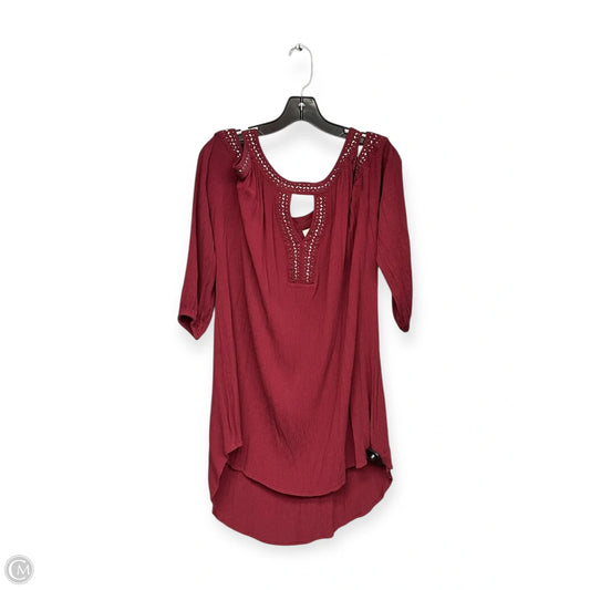 Top 3/4 Sleeve By Knox Rose In Maroon, Size: Xxl