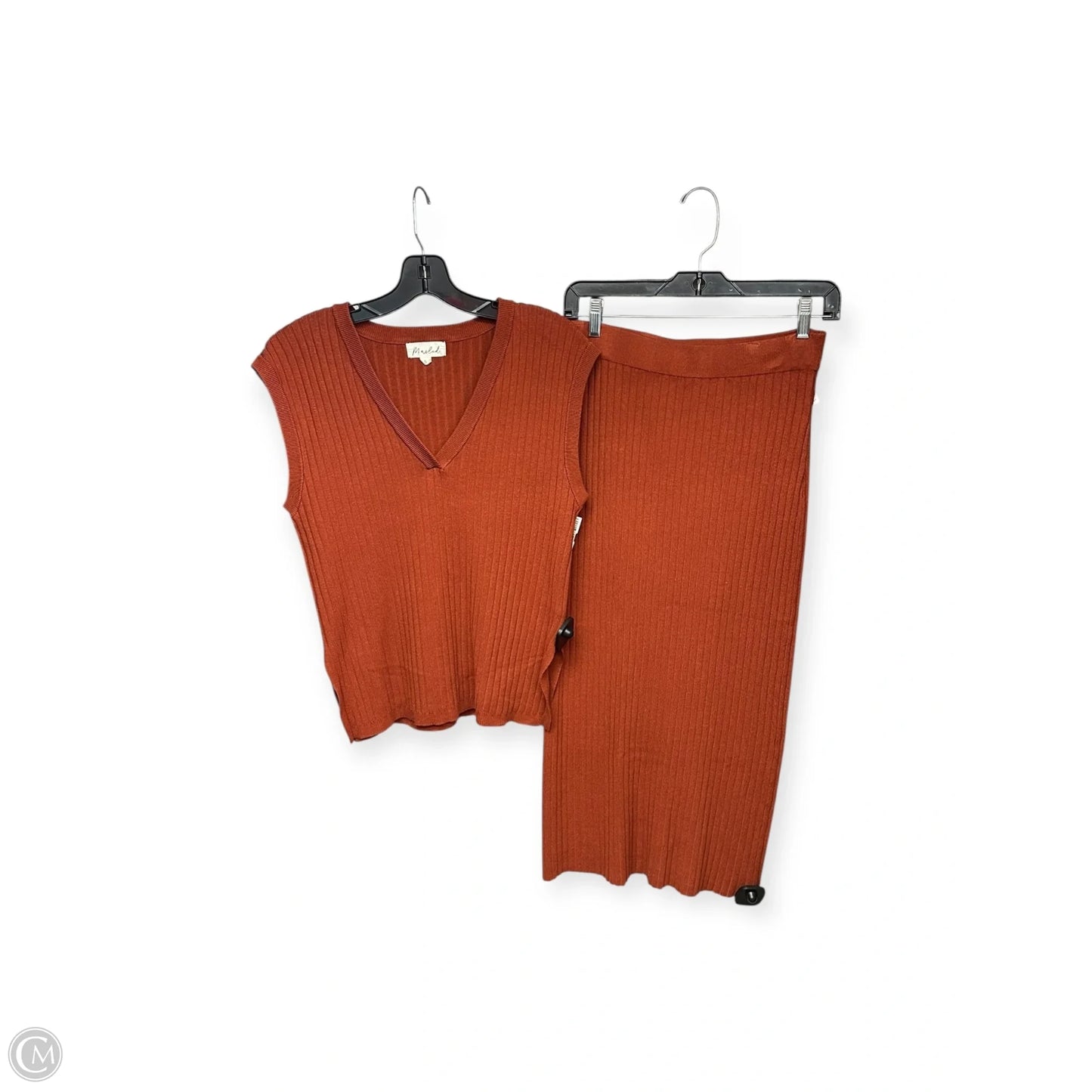 Skirt Set 2pc By Marled In Orange, Size: S