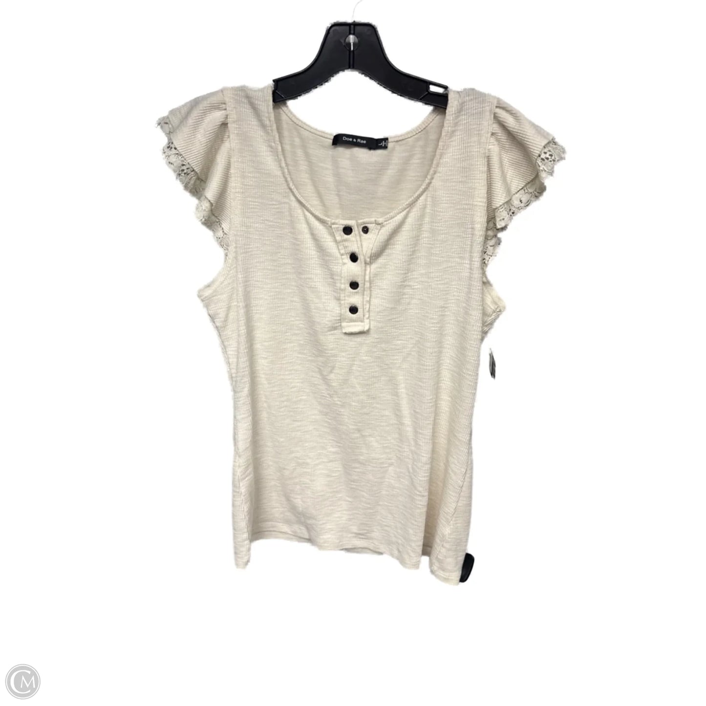 Top Short Sleeve By Doe & Rae In Cream, Size: L
