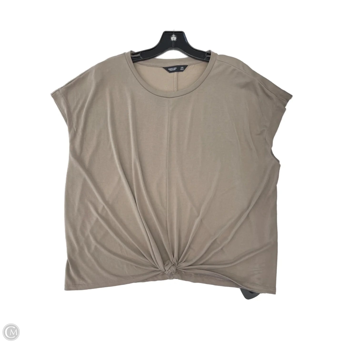 Top Short Sleeve By Simply Vera In Tan, Size: Xxl
