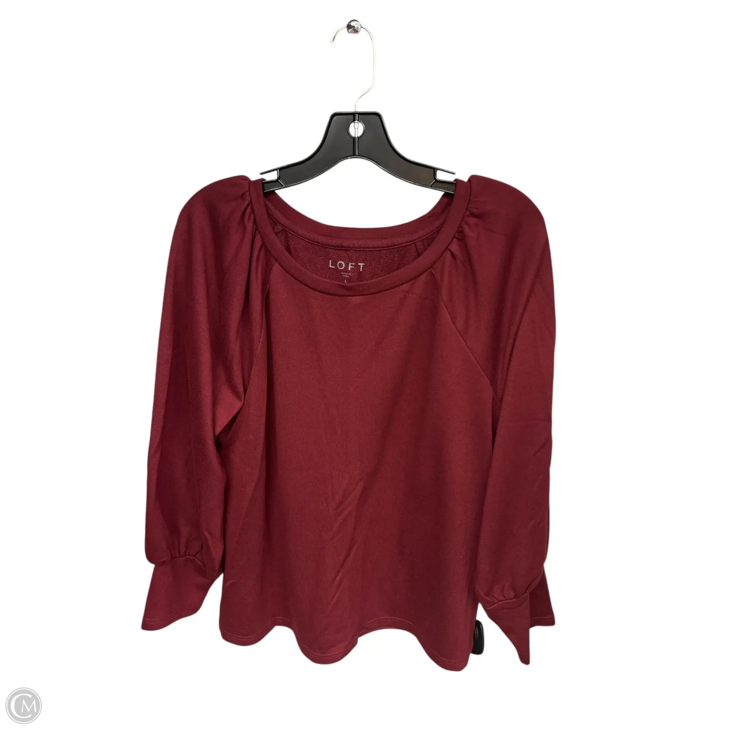 Top Long Sleeve By Loft In Maroon, Size: L