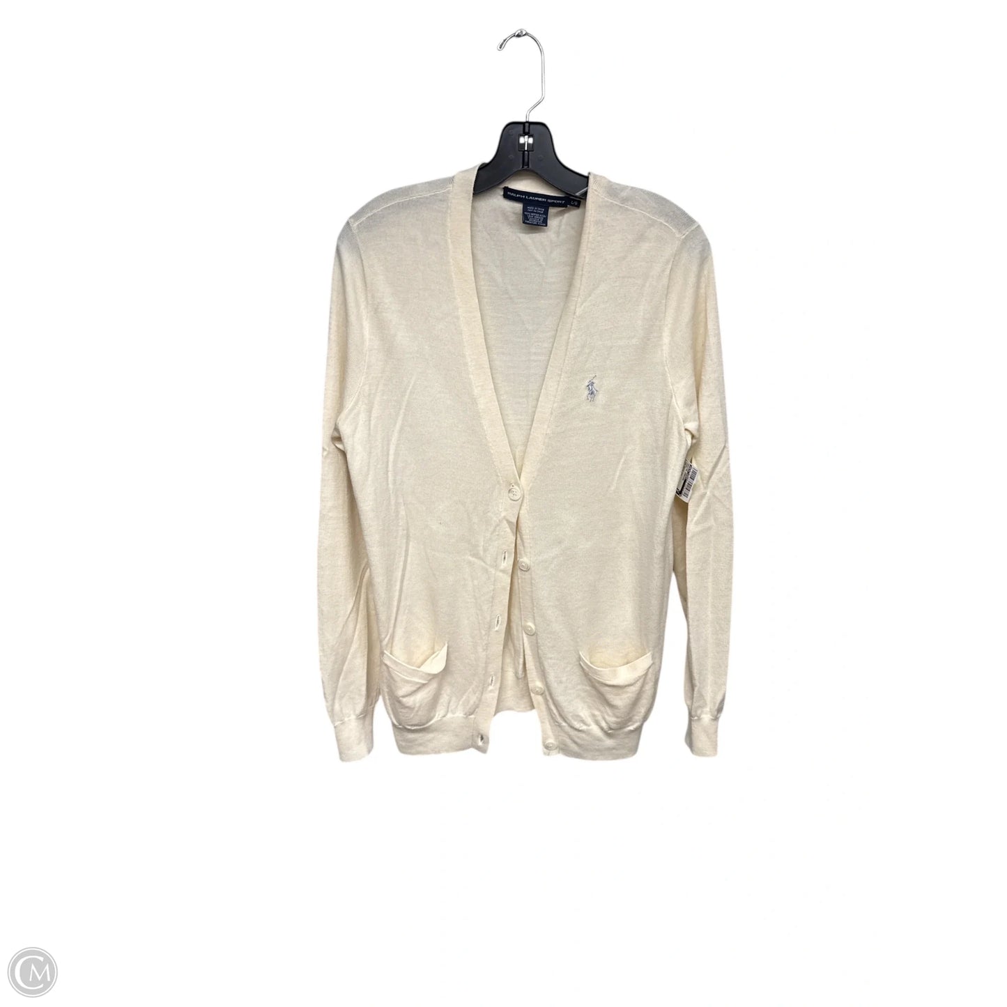 Sweater Cardigan By Ralph Lauren In Cream, Size: L