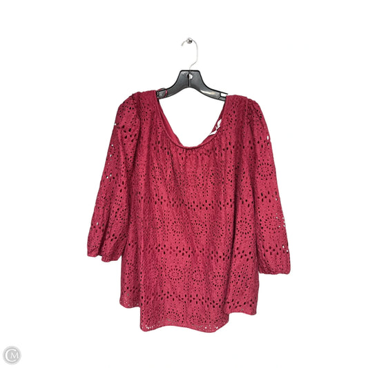 Top 3/4 Sleeve By Lc Lauren Conrad In Maroon, Size: 3x