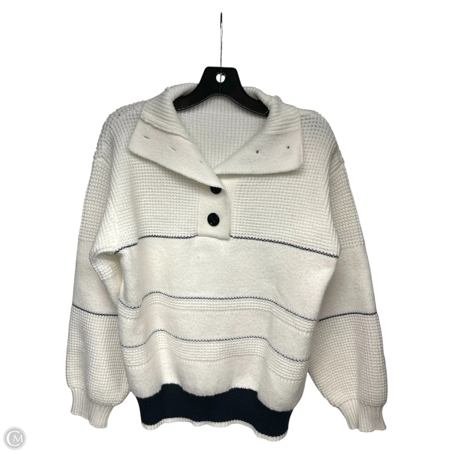 Sweater By Clothes Mentor In Blue & White, Size: M