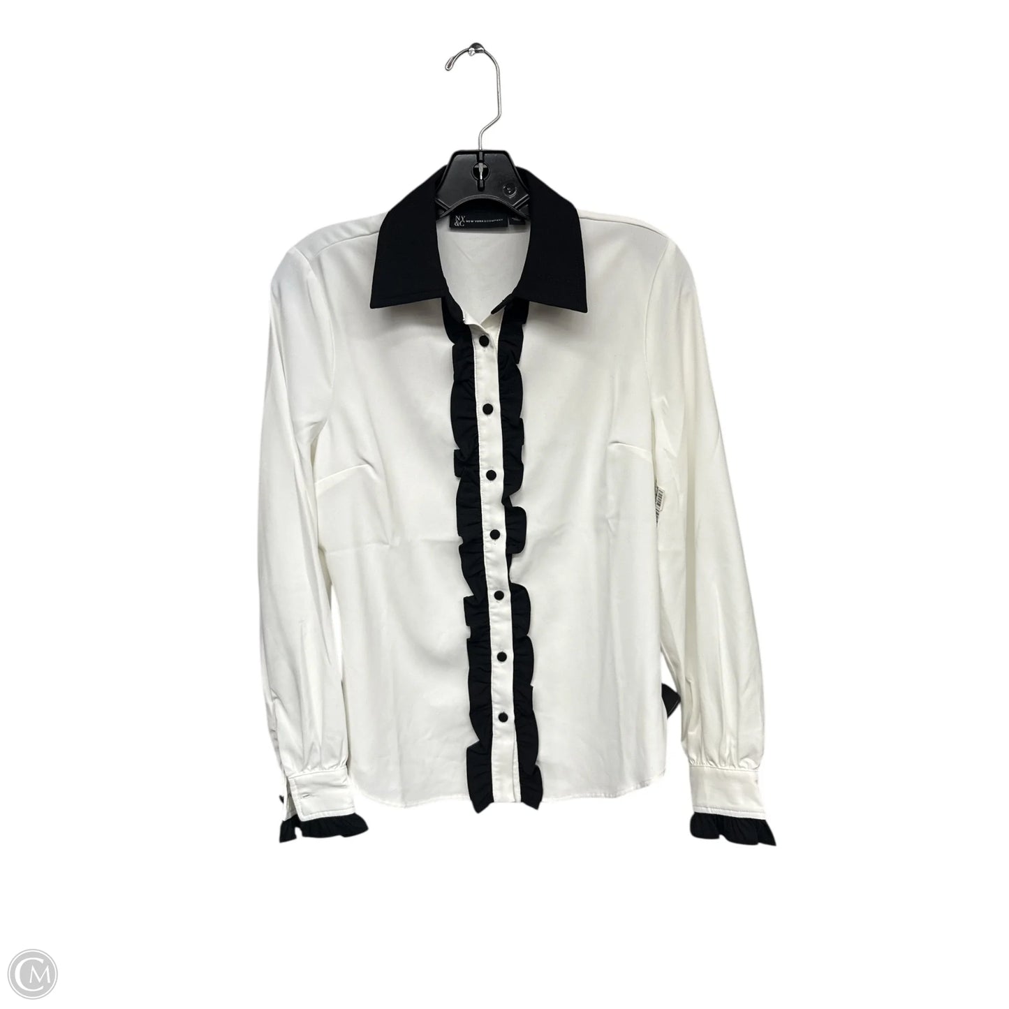 Blouse Long Sleeve By New York And Co In Black & White, Size: S