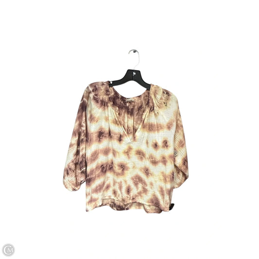 Top 3/4 Sleeve By Nation In Cream & Pink, Size: M