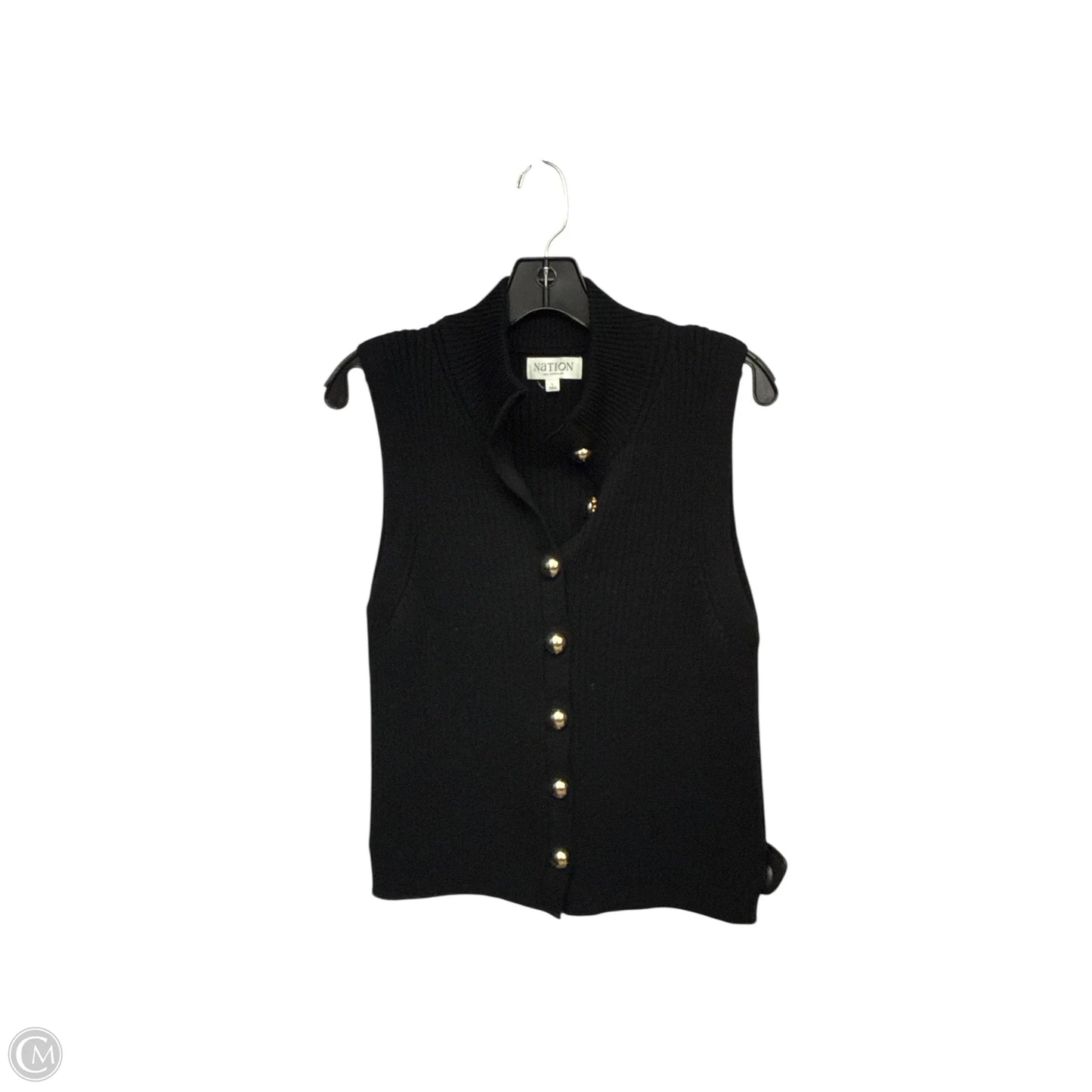 Vest Sweater By Nation In Black & Gold, Size: L
