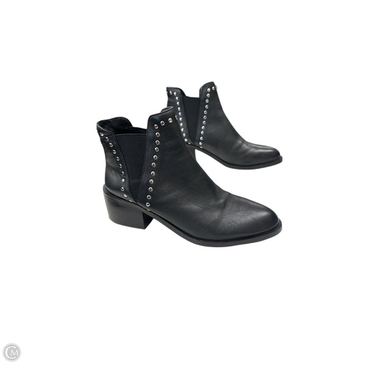 Boots Ankle Heels By Steve Madden In Black & Silver, Size: 7