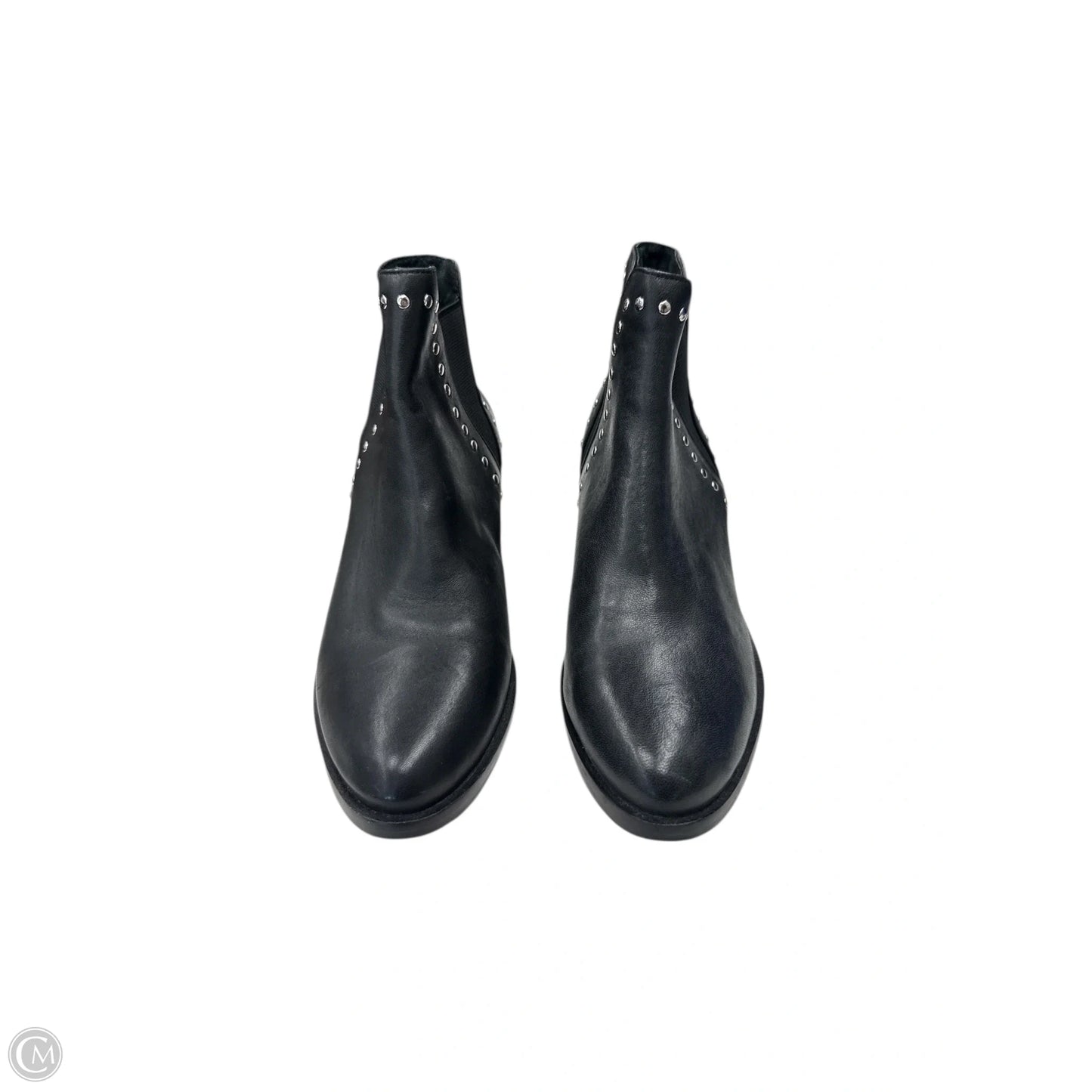 Boots Ankle Heels By Steve Madden In Black & Silver, Size: 7