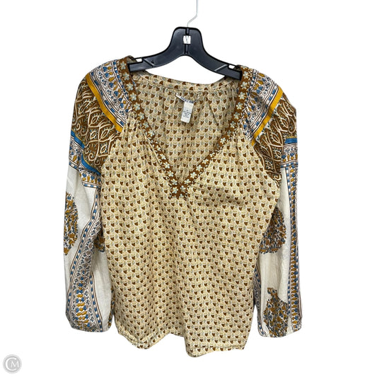 Top Long Sleeve By Lucky Brand In Blue & Yellow, Size: S