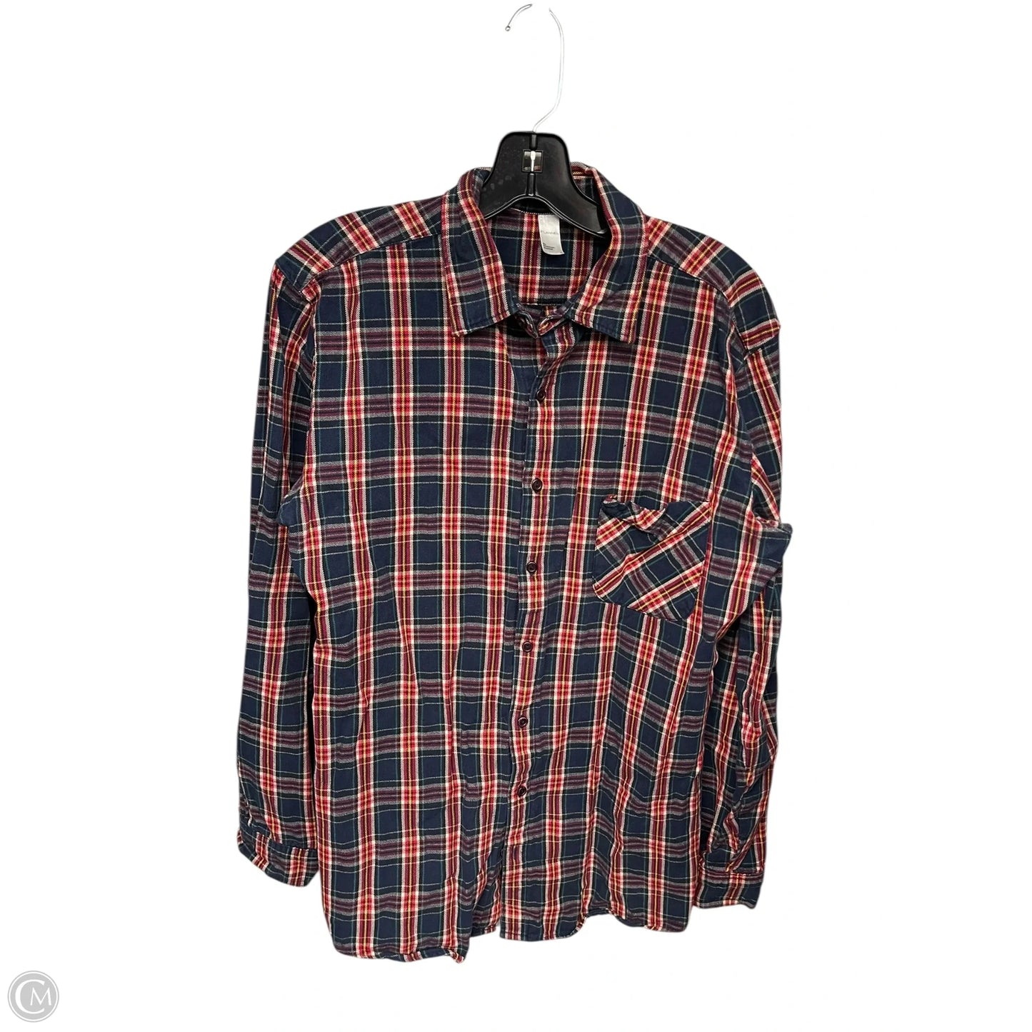 Top Long Sleeve By American Apparel In Plaid Pattern, Size: L