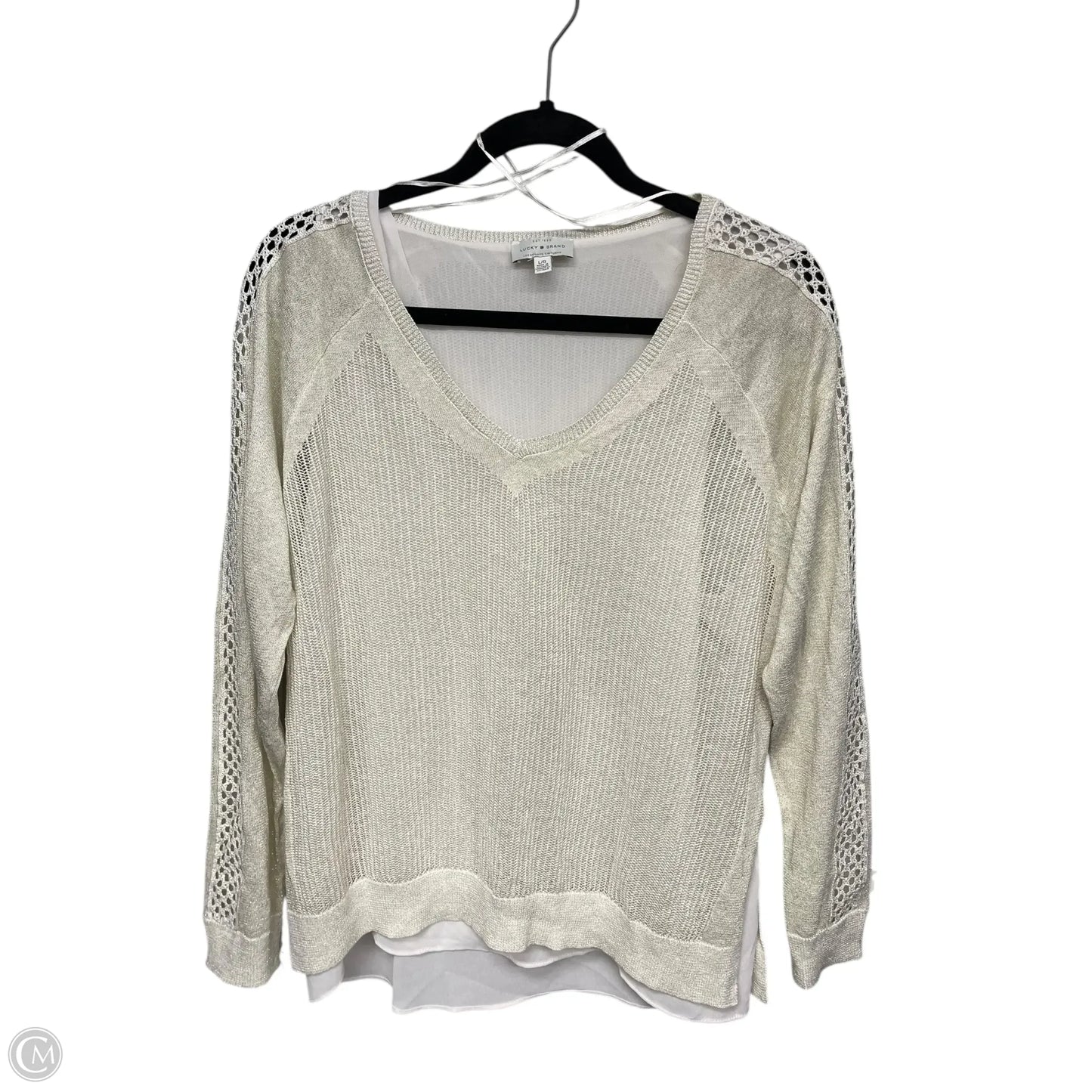 Blouse Long Sleeve By Lucky Brand In Cream, Size: L