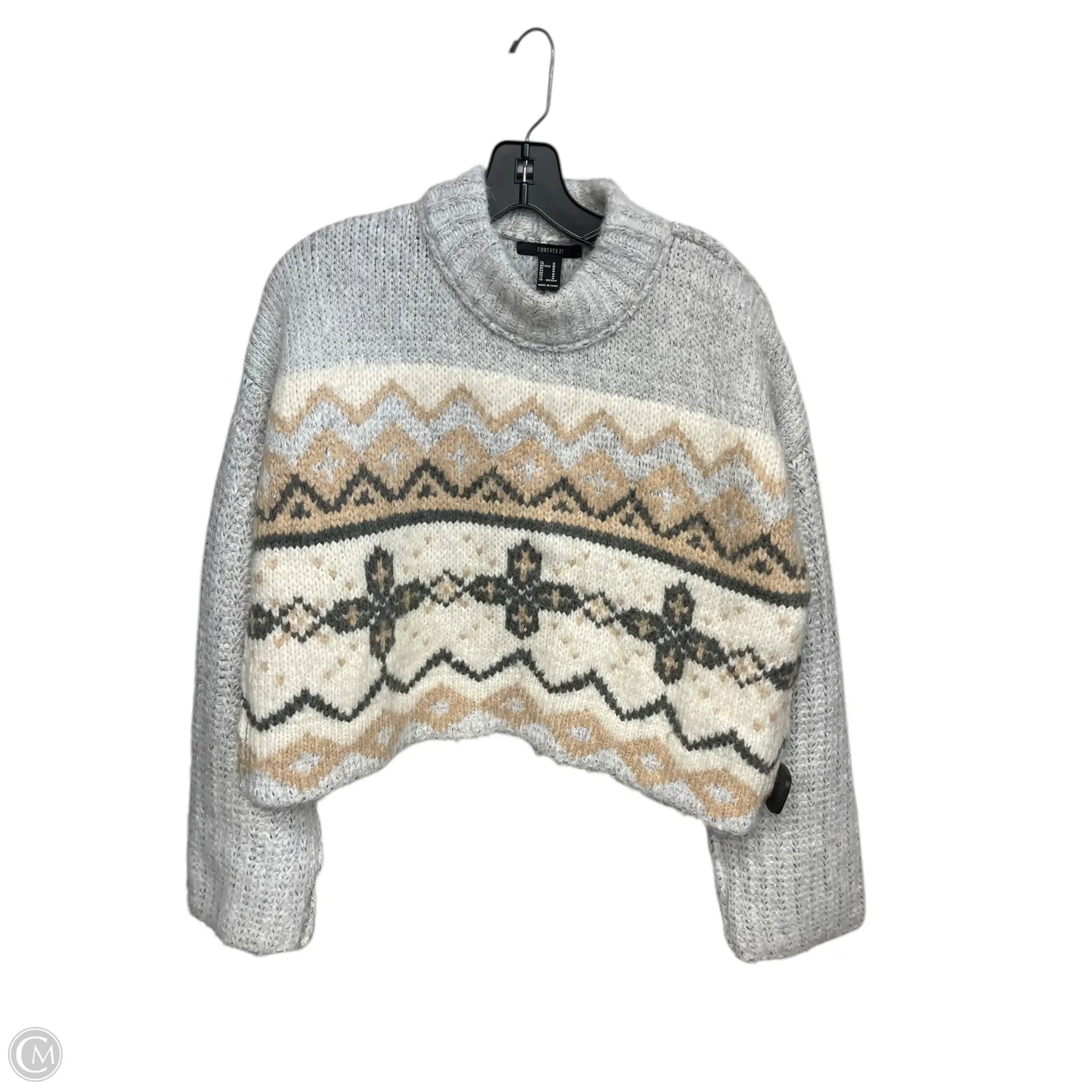 Sweater By Forever 21 In Grey & Tan, Size: M