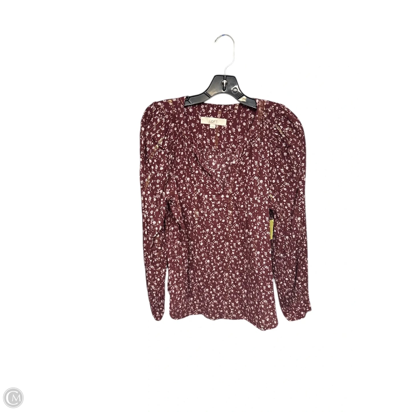 Top Long Sleeve By Loft In Maroon, Size: M