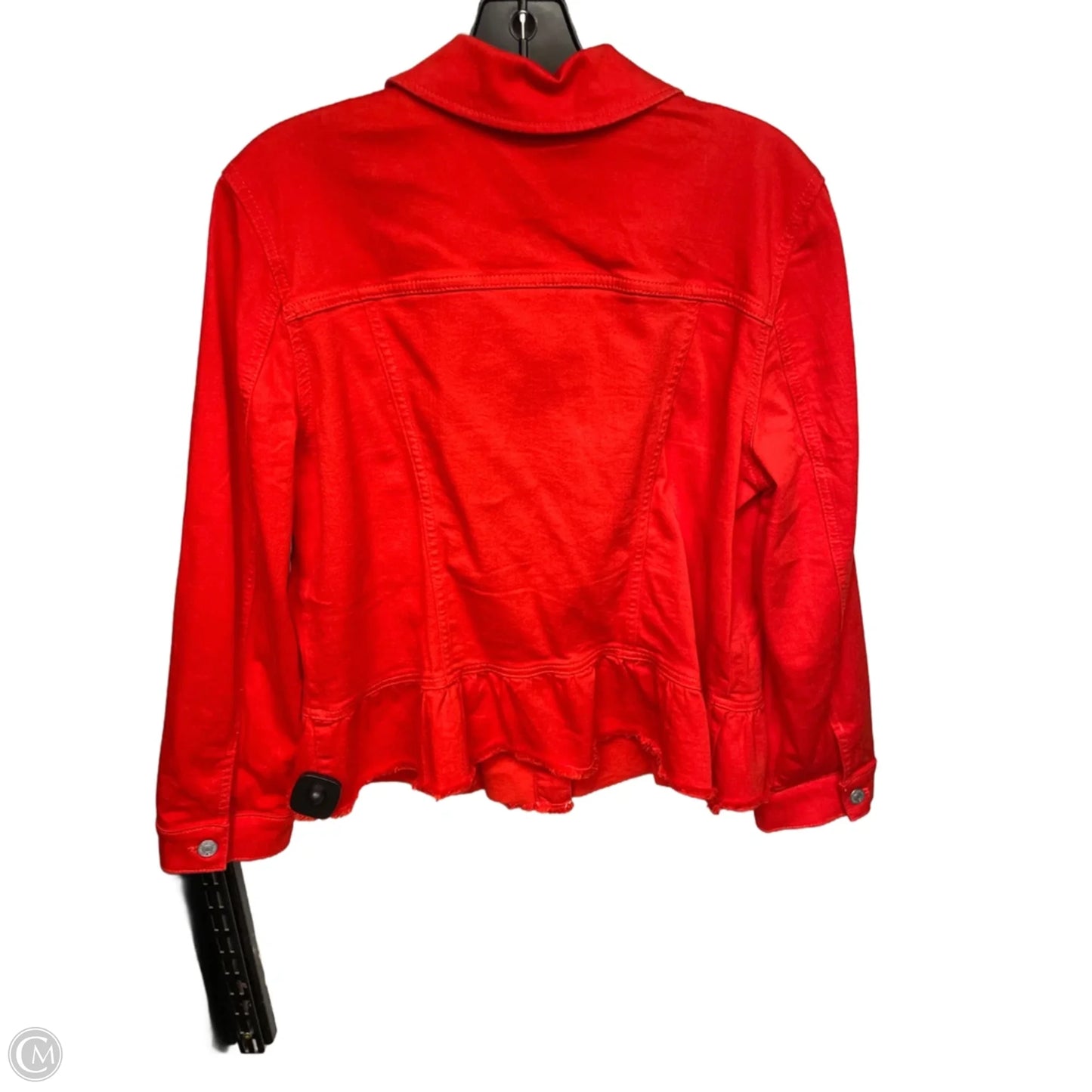 Jacket Denim By Chicos In Red Denim, Size: L