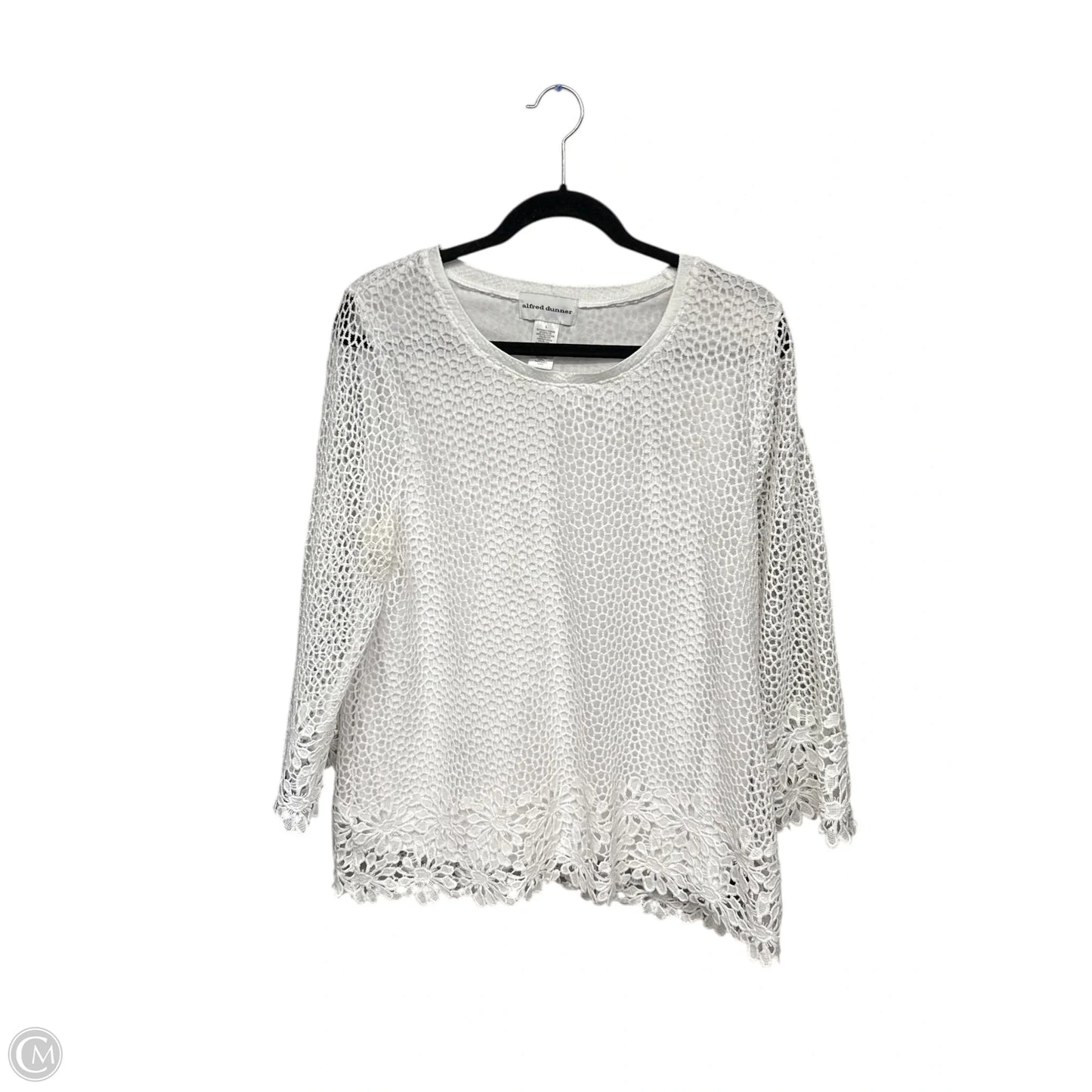 Top 3/4 Sleeve By Alfred Dunner In White, Size: L