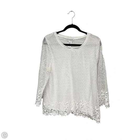 Top 3/4 Sleeve By Alfred Dunner In White, Size: L