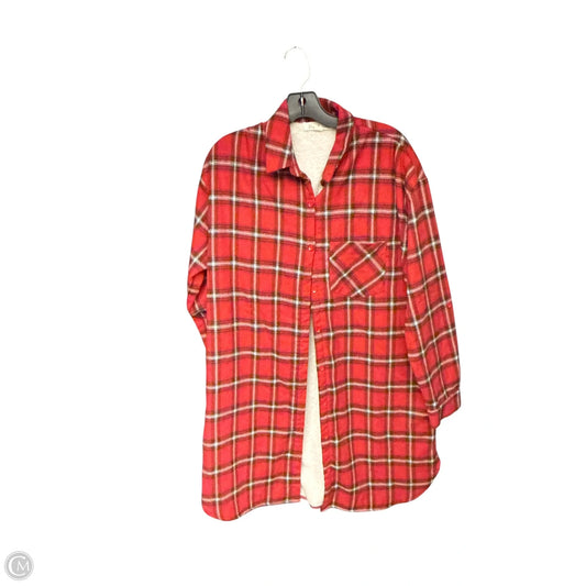 Jacket Faux Fur & Sherpa By Vine & Love In Plaid Pattern, Size: L
