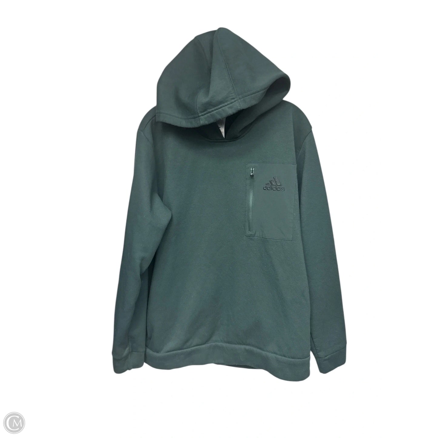 Athletic Sweatshirt Hoodie By Adidas In Green, Size: L