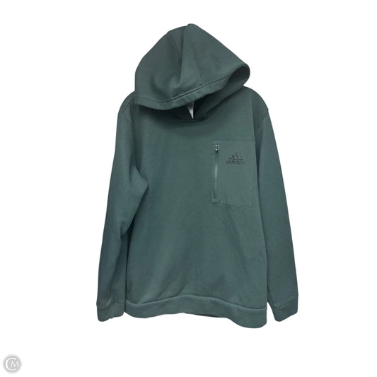 Athletic Sweatshirt Hoodie By Adidas In Green, Size: L