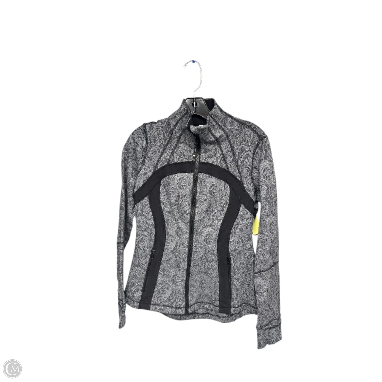 Athletic Jacket By Lululemon In Black & Grey, Size: 10