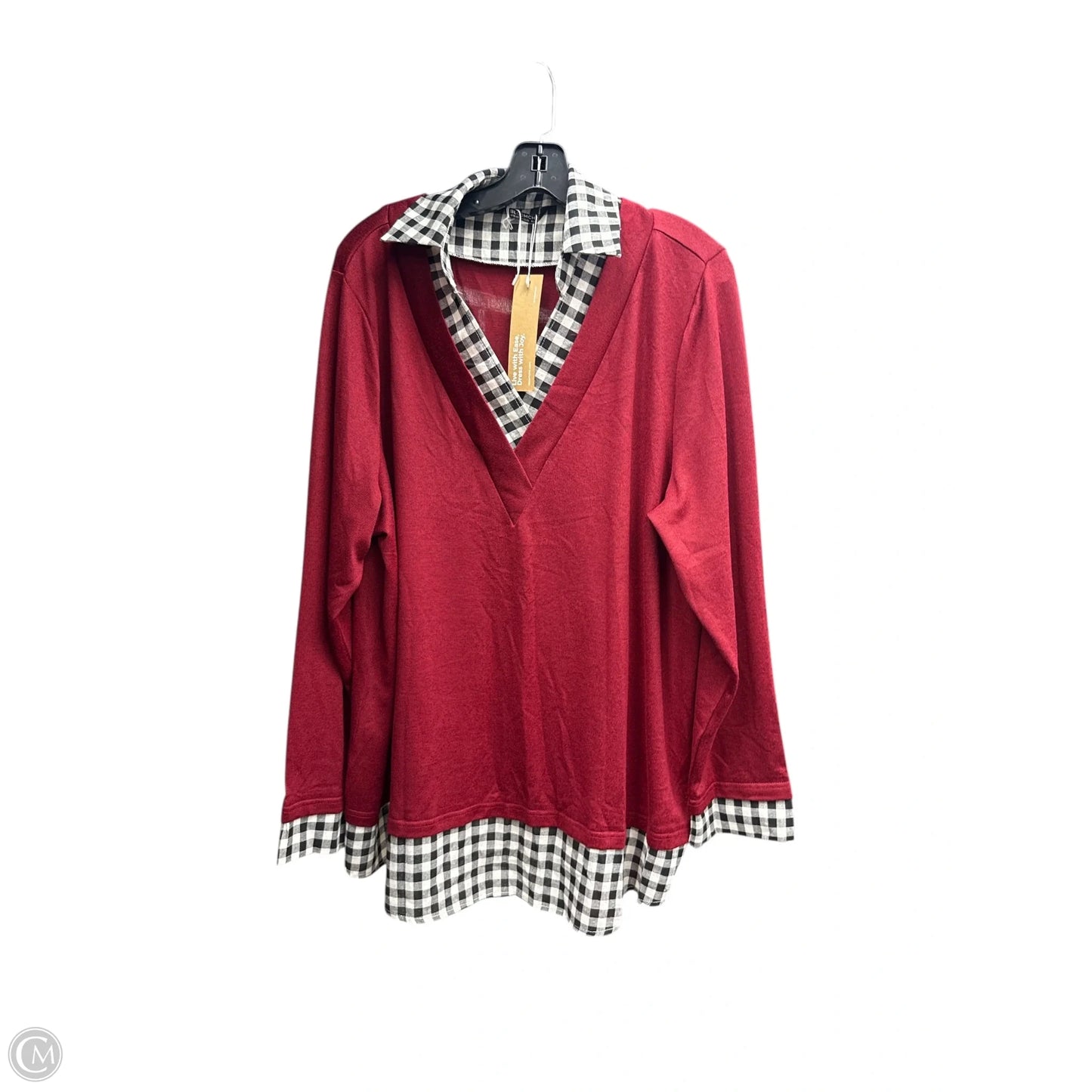 Tunic Long Sleeve By Bloomchic In Black & Red, Size: 1x