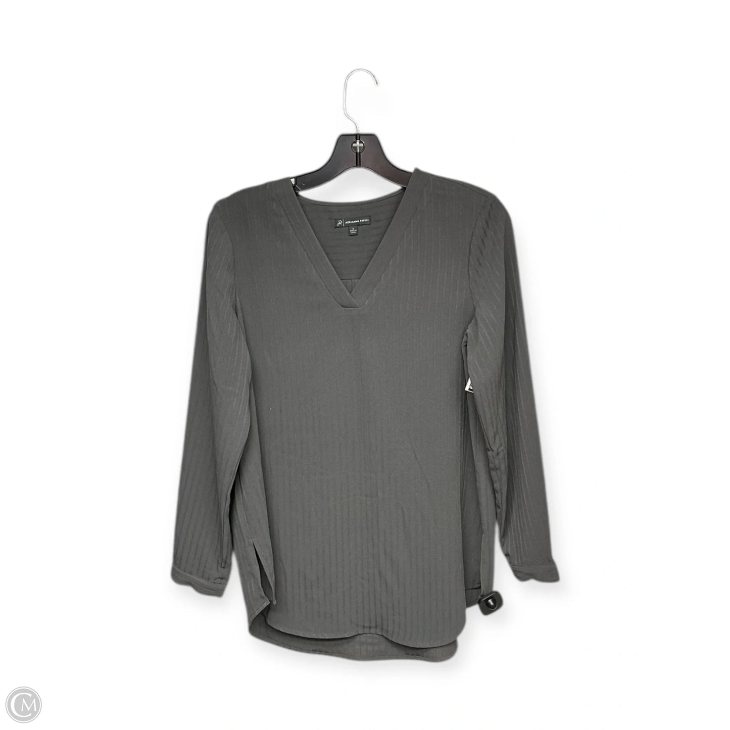 Top Long Sleeve By Adrianna Papell In Grey, Size: S