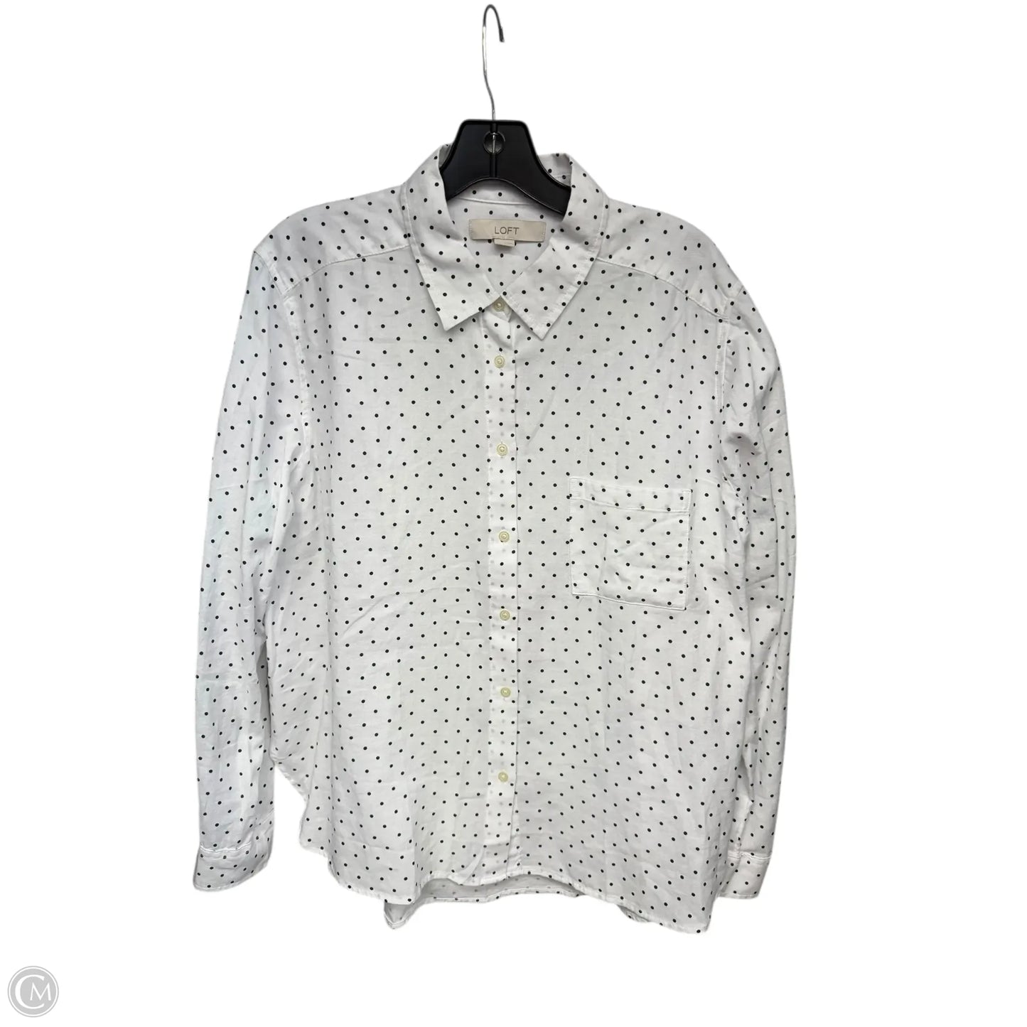 Top Long Sleeve By Loft In Polkadot Pattern, Size: L