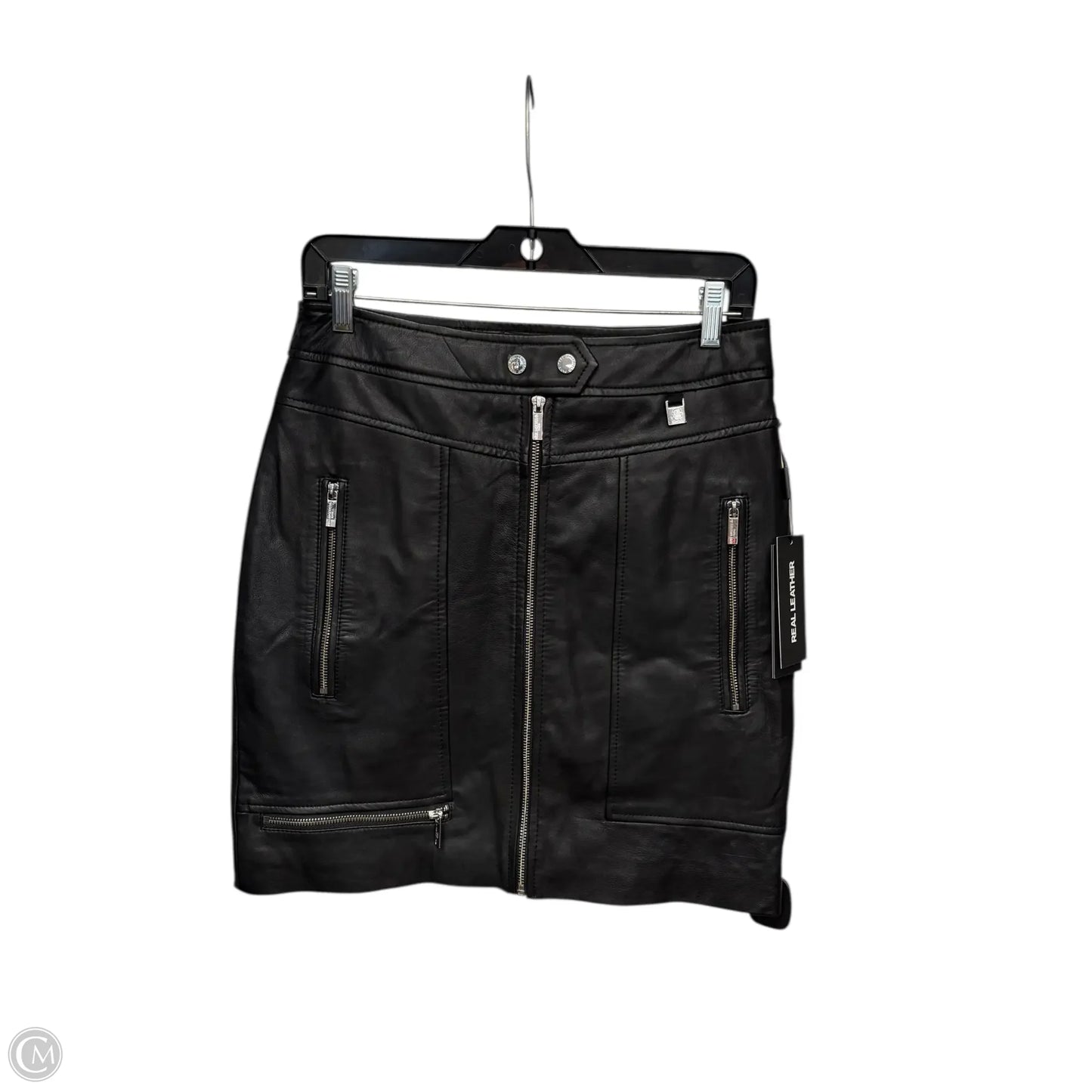 Skirt Designer By Karl Lagerfeld In Black & Silver, Size: M