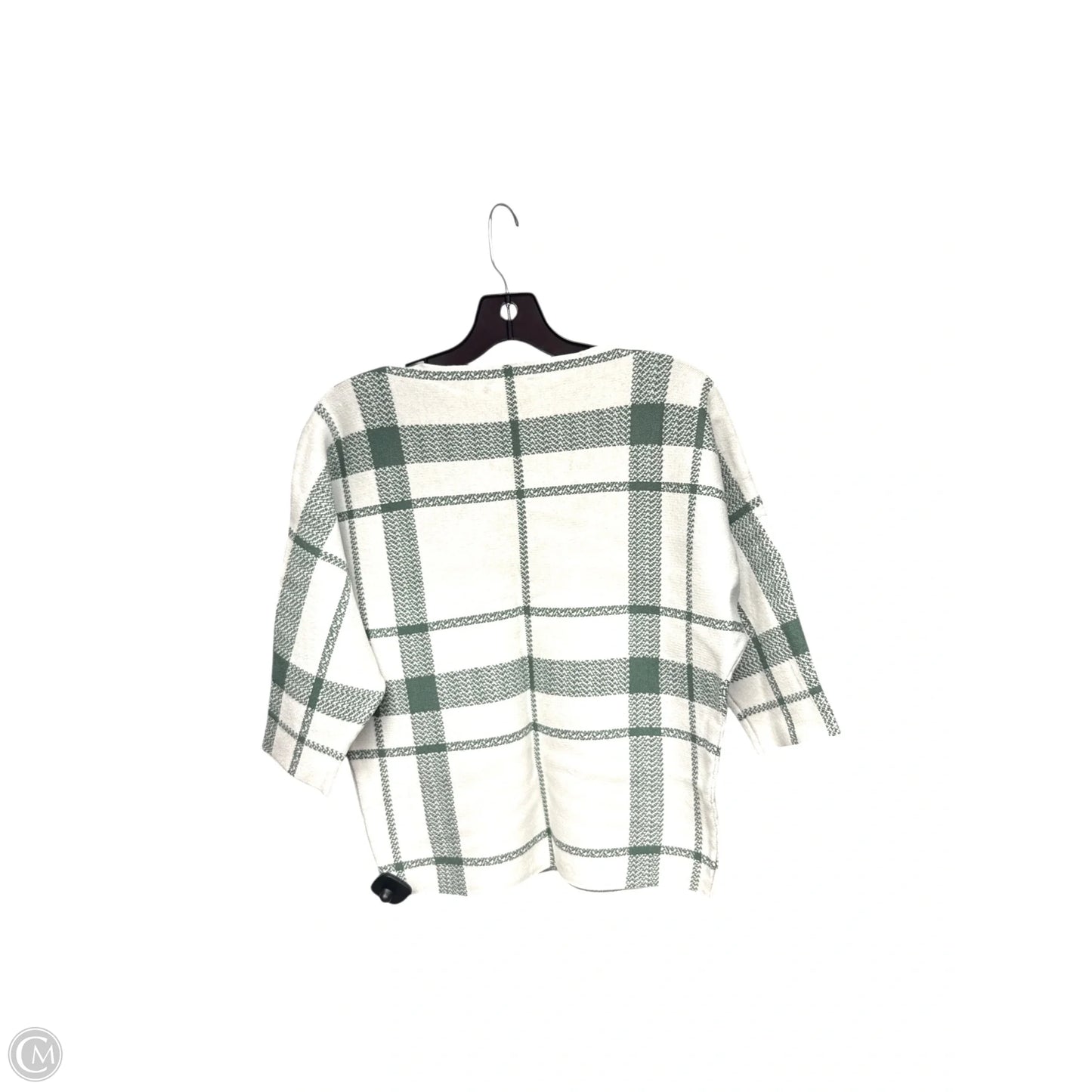 Sweater By Adrienne Vittadini In Green & White, Size: M