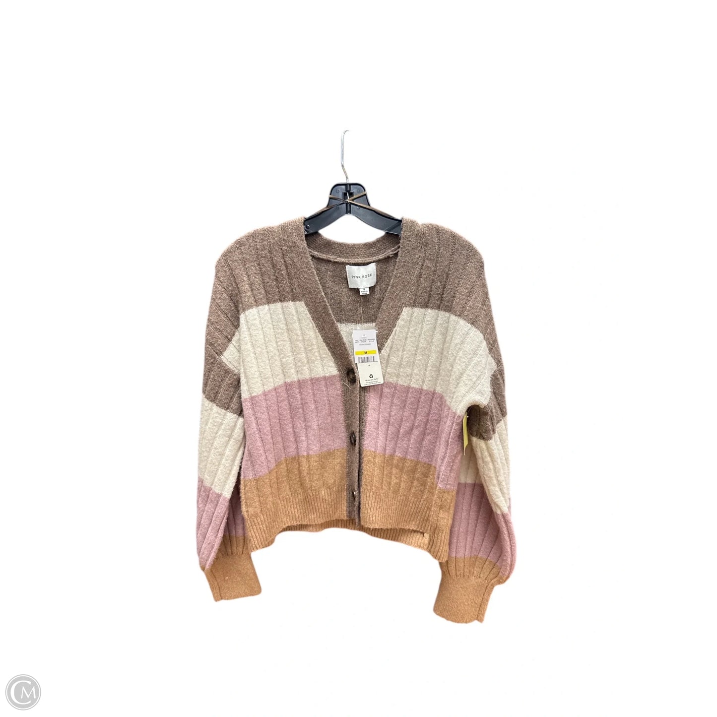 Sweater Cardigan By Pink Rose In Striped Pattern, Size: M