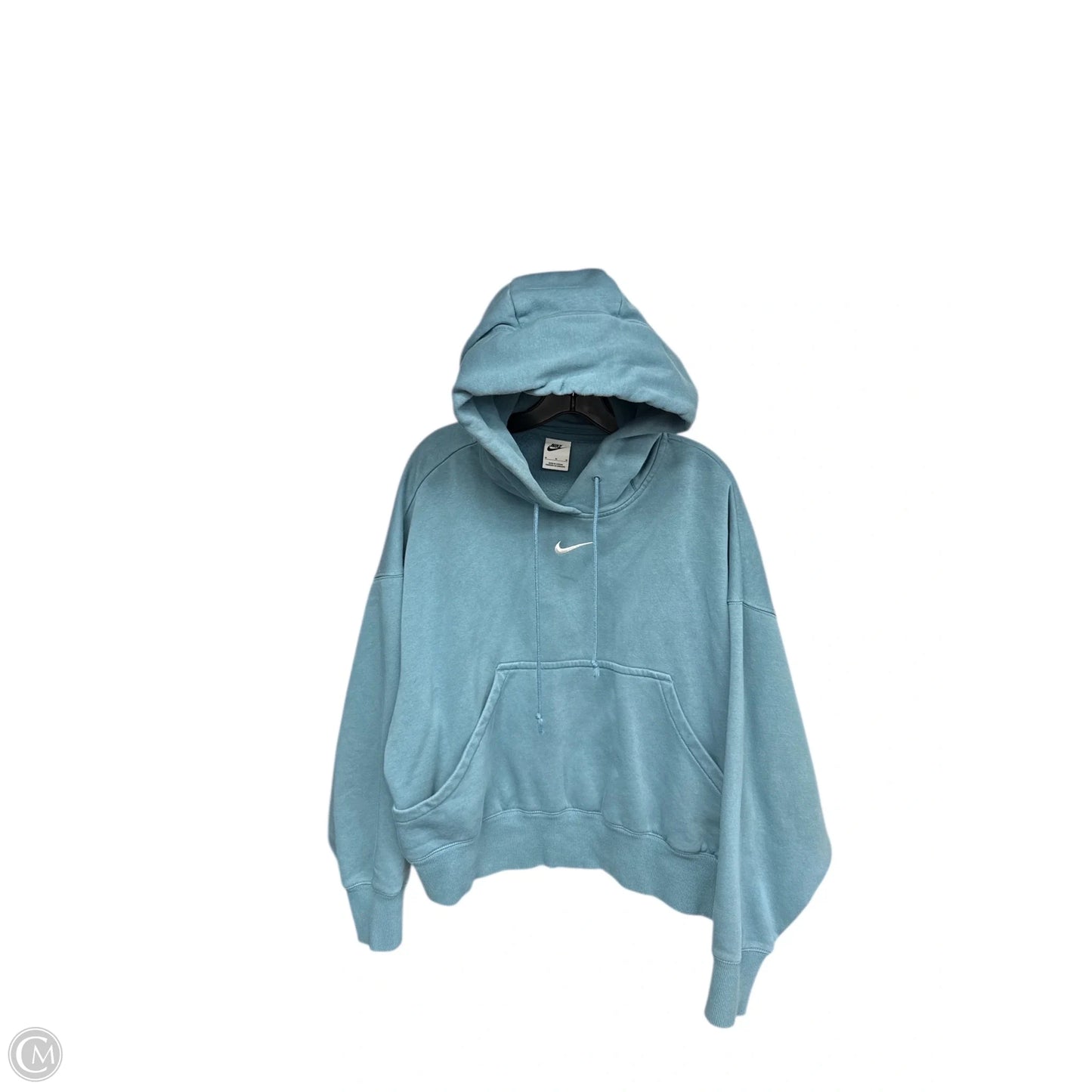 Athletic Sweatshirt Hoodie By Nike Apparel In Aqua, Size: M