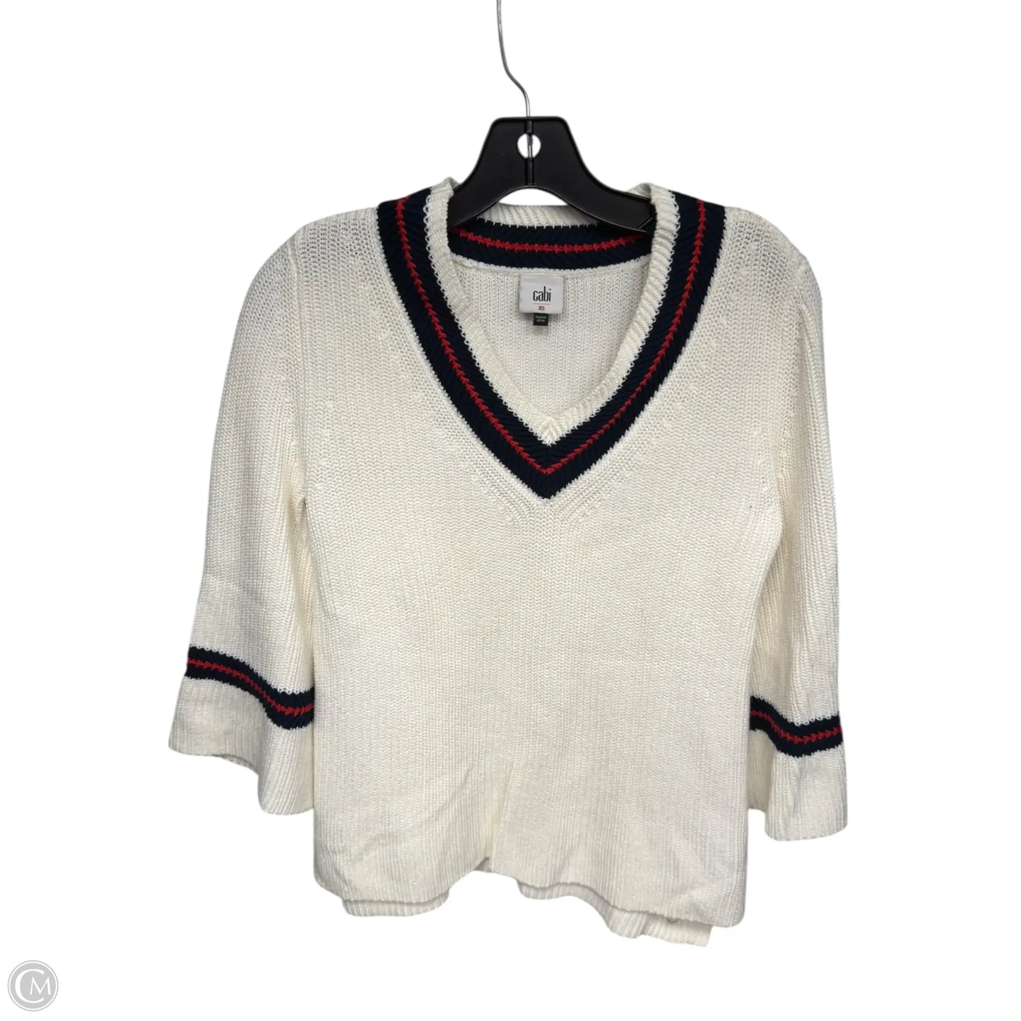 Sweater By Cabi In White & Yellow, Size: Xs